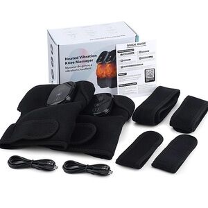 Knee, Shoulder, Elbow Massager Braces with Heat & Vibration-2pk-black